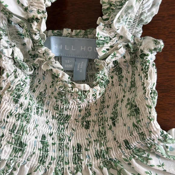 Hill House Green and White Smocked Dress - Picture 2 of 4